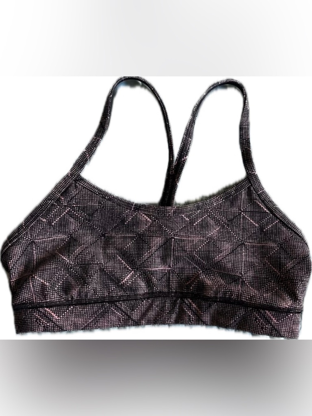 lululemon athletica Black & Pink Geometric Racerback Sports Bra. Size 4.